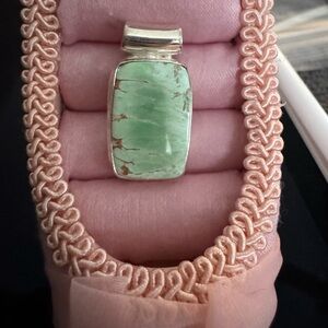 Elegant 925 Sterling Silver and Genuine Variscite  Pendant